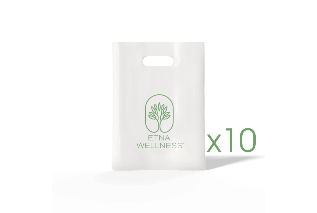 10 pz Buste con logo Etna Wellness 25x12x40